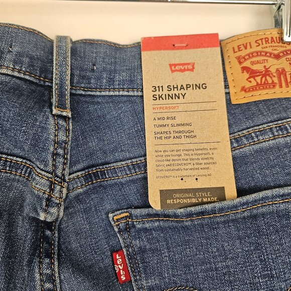 Levis Womens Blue Jeans Size 8 Medium 311 Skinny Shaping W29 L30 Distressed Deni - Picture 5 of 13